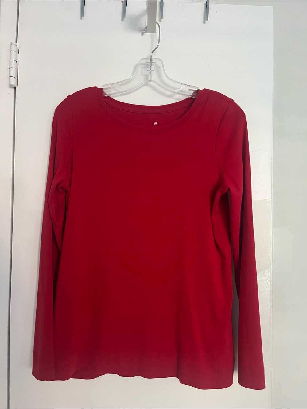 J. Jill Red Long-Sleeve Crewneck Top